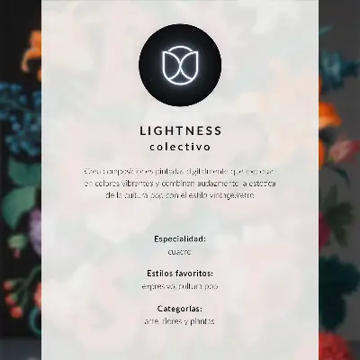 Lienzo decorativo moderno con inscripción brillante sobre fondo de flores coloridas