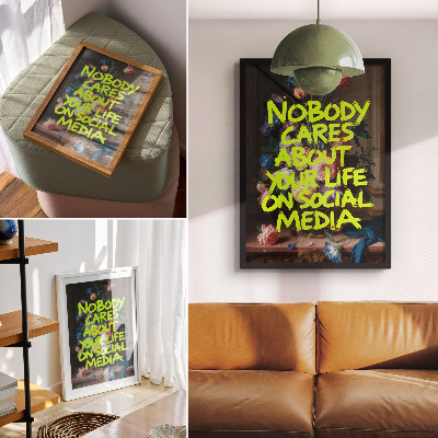 Lienzo decorativo moderno Inscripción brillante sobre un fondo de flores coloridas