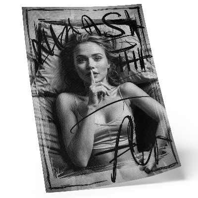 Póster Figura de graffiti en blanco y negro con líneas dinámicas