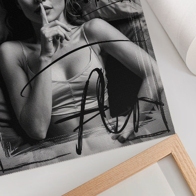 Póster Figura de graffiti en blanco y negro con líneas dinámicas