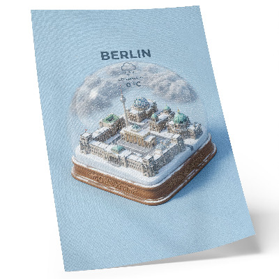 Lienzo decorativo moderno Una ciudad en miniatura dentro de una bola de nieve de cristal.