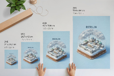 Lienzo decorativo moderno Una ciudad en miniatura dentro de una bola de nieve de cristal.