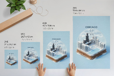 Lámina artística de alta calidad Una ciudad en miniatura en un entorno invernal.