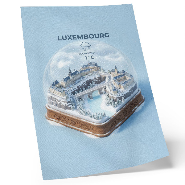 Póster con colores saturados Paisaje urbano invernal bajo una bóveda de nieve blanca.