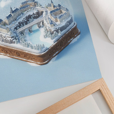 Póster con colores saturados Paisaje urbano invernal bajo una bóveda de nieve blanca.