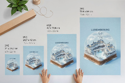 Póster con colores saturados Paisaje urbano invernal bajo una bóveda de nieve blanca.