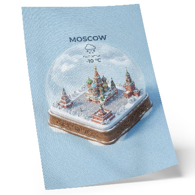 Lienzo decorativo moderno Moscú en miniatura dentro de una bola de nieve invernal