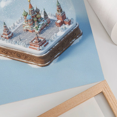 Lienzo decorativo moderno Moscú en miniatura dentro de una bola de nieve invernal