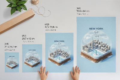 Póster Bola de nieve minimalista de invierno con ciudad