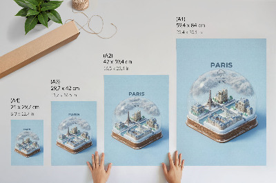 Póster con colores saturados Modelo de bola de nieve de París invernal