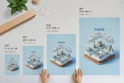 Bola de nieve de París invernal póster con colores saturados