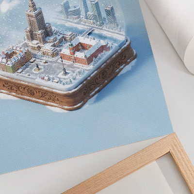 Póster Varsovia, invierno, globo de cristal, arquitectura de nieve.