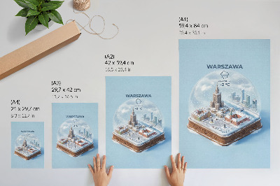 Póster Varsovia, invierno, globo de cristal, arquitectura de nieve.