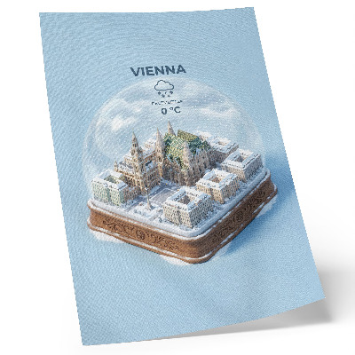 Lámina artística de alta calidad Un panorama en miniatura de Viena en una esfera de cristal.