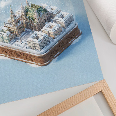Lámina artística de alta calidad Un panorama en miniatura de Viena en una esfera de cristal.