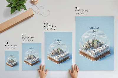 Lámina artística de alta calidad Un panorama en miniatura de Viena en una esfera de cristal.