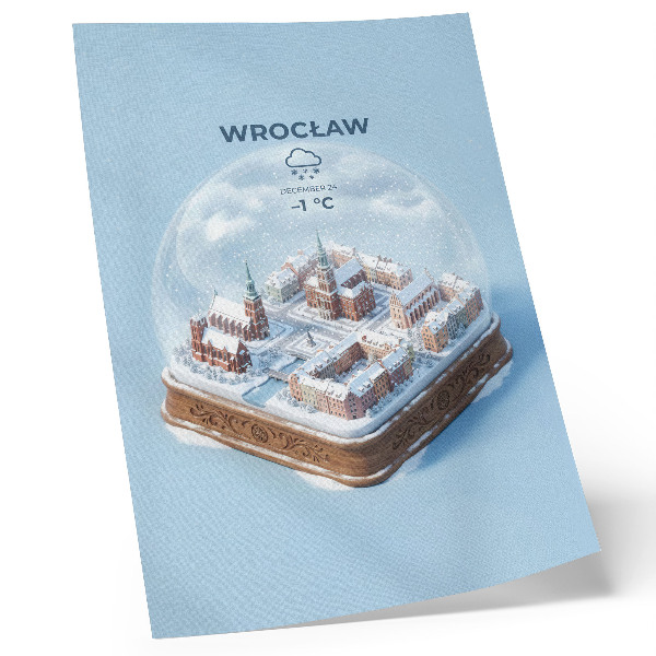 Lienzo decorativo moderno Una ciudad en miniatura en una esfera de cristal invernal.