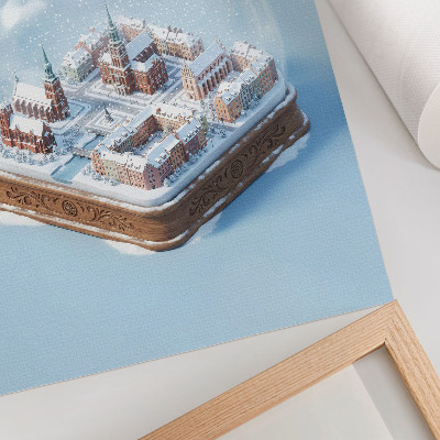 Lienzo decorativo moderno Una ciudad en miniatura en una esfera de cristal invernal.