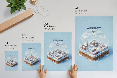 Lienzo decorativo moderno Una ciudad en miniatura en una esfera de cristal invernal.