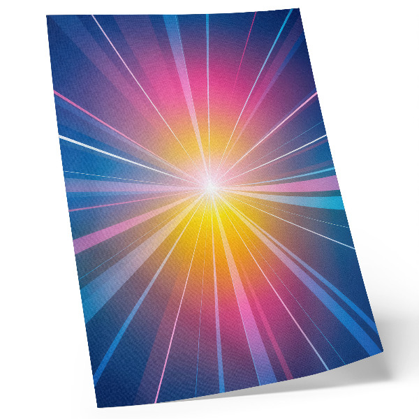 Póster con colores saturados Rayos de colores energéticos punto focal