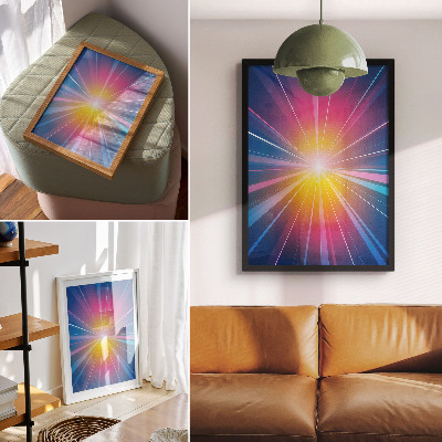 Póster con colores saturados Rayos de colores energéticos punto focal