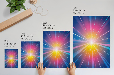 Póster con colores saturados Rayos de colores energéticos punto focal