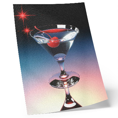 Póster con colores saturados Elegante copa de cóctel con cereza roja