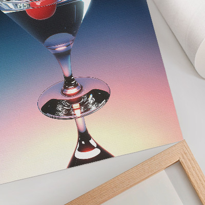 Póster con colores saturados Elegante copa de cóctel con cereza roja