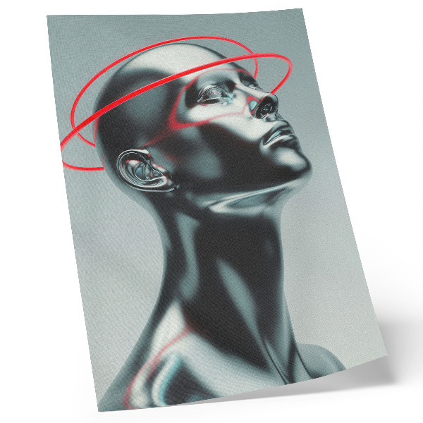 Lienzo decorativo moderno Escultura futurista, modernidad, rojo, gris