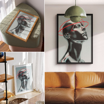 Lienzo decorativo moderno Escultura futurista, modernidad, rojo, gris