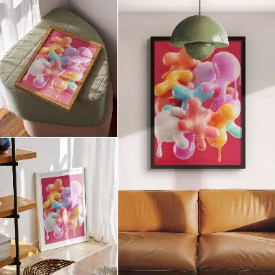 Póster de formas abstractas con colores de estilo moderno