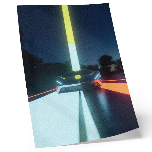 Lámina artística de alta calidad Líneas dinámicas, coche futurista nocturno