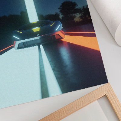 Lámina artística de alta calidad Líneas dinámicas, coche futurista nocturno