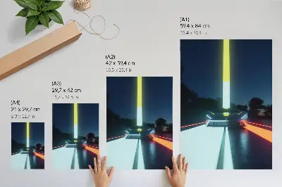 Lámina artística de alta calidad líneas dinámicas de un coche futurista nocturno
