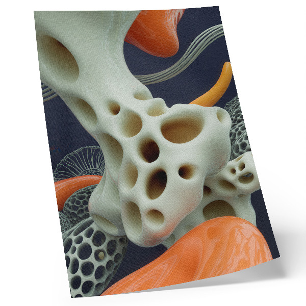 Póster con colores saturados Formas abstractas color crema, naranja y azul marino