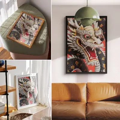 Dragón decorativo con detalles intrincados lámina artística de alta calidad