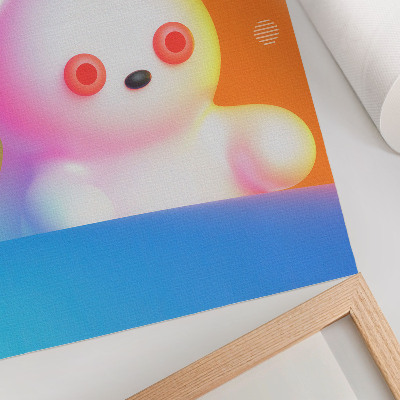 Lienzo decorativo moderno Osito de peluche colorido sobre un fondo degradado, estilo moderno.