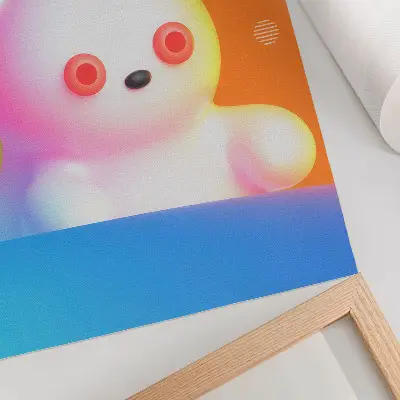 Lienzo decorativo moderno osito de peluche colorido sobre un fondo degradado