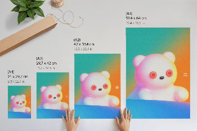 Lienzo decorativo moderno Osito de peluche colorido sobre un fondo degradado, estilo moderno.