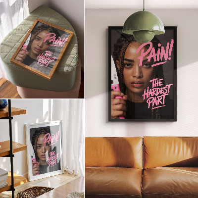 Lienzo decorativo moderno Rostro con letras rosas, ambiente dinámico