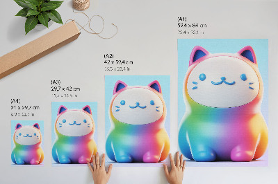 Póster de gato arcoíris con diseño degradado con colores saturados de estilo moderno