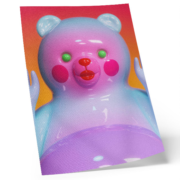 Lienzo decorativo moderno Oso de peluche colorido, colores vivos, composición moderna.
