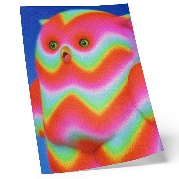 Póster Un personaje con colores intensos y un patrón alegre.
