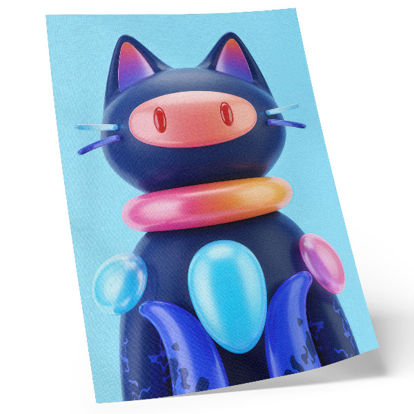 Lámina artística de alta calidad criatura adorable en un entorno futurista con colores vivos