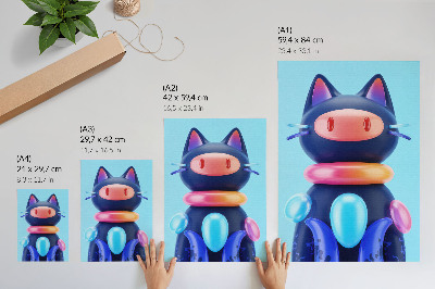 Lámina artística de alta calidad criatura adorable en un entorno futurista con colores vivos