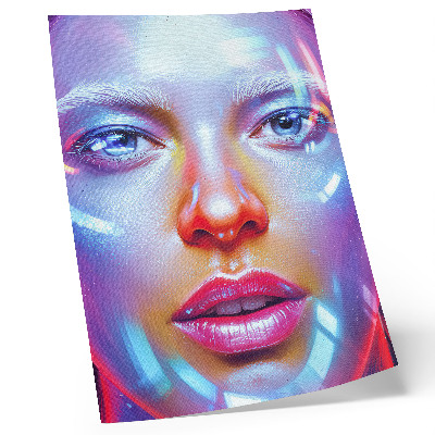 Lienzo decorativo moderno Un retrato futurista lleno de colores enérgicos.