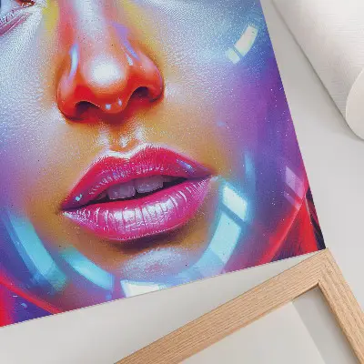 Lienzo decorativo moderno retrato futurista con colores enérgicos