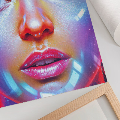 Lienzo decorativo moderno Un retrato futurista lleno de colores enérgicos.