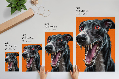 Póster Pelaje negro sobre fondo naranja detalles expresivos