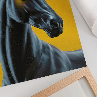 Póster Un unicornio sobre un fondo amarillo, mágico y misterioso.